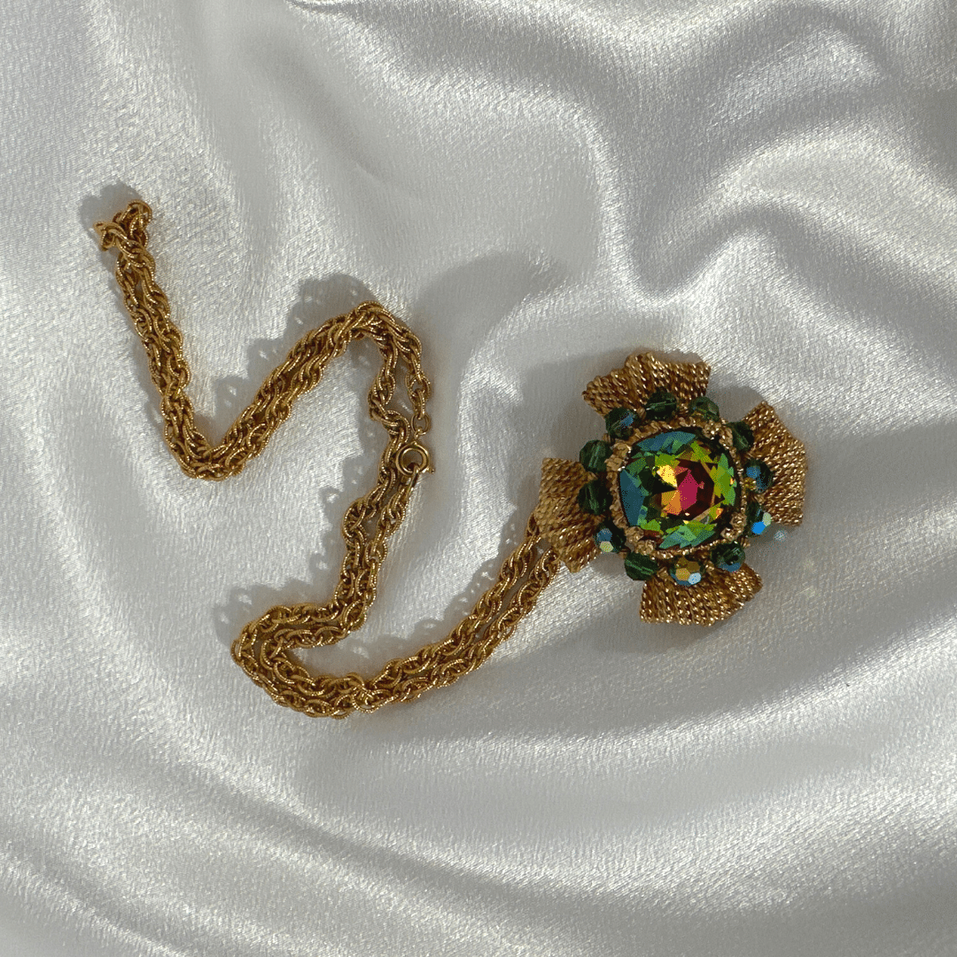 Antique Vintage Napier Pendant/Brooch Necklace - Sparkling Rhinestone Elegance image 1