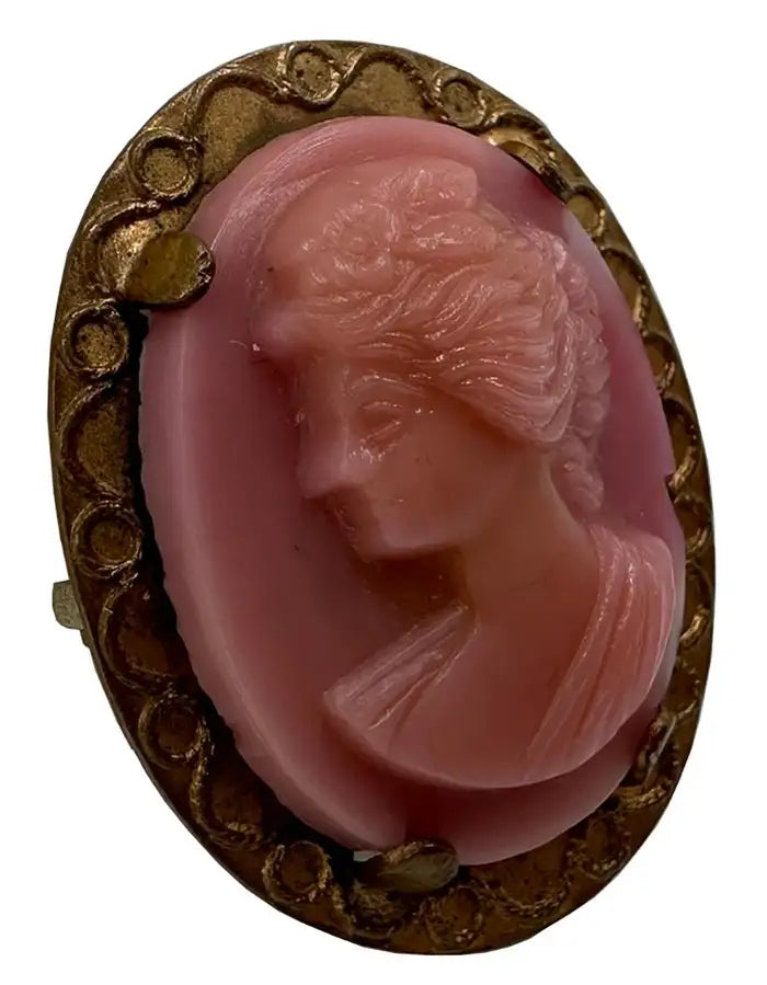 Antique Pink Cameo Brooch