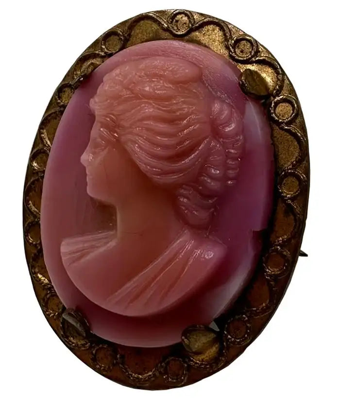 Antique Pink Cameo Brooch