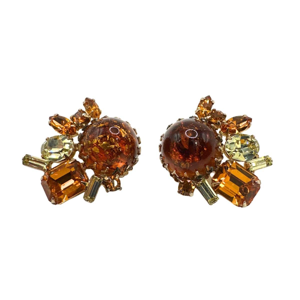Vintage Ann Vein Confetti Multi-Color Multi-Shape Cut Glass Earrings image 1