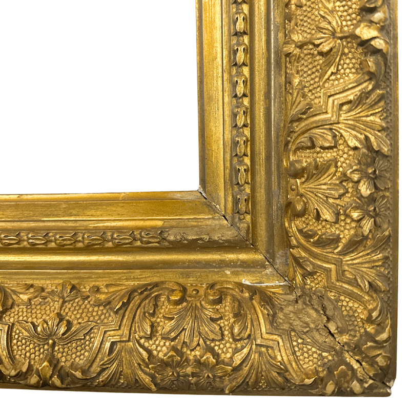 1860's Antique American Gilt Wood Barbizon Frame - Lower Right Corner Detail Image