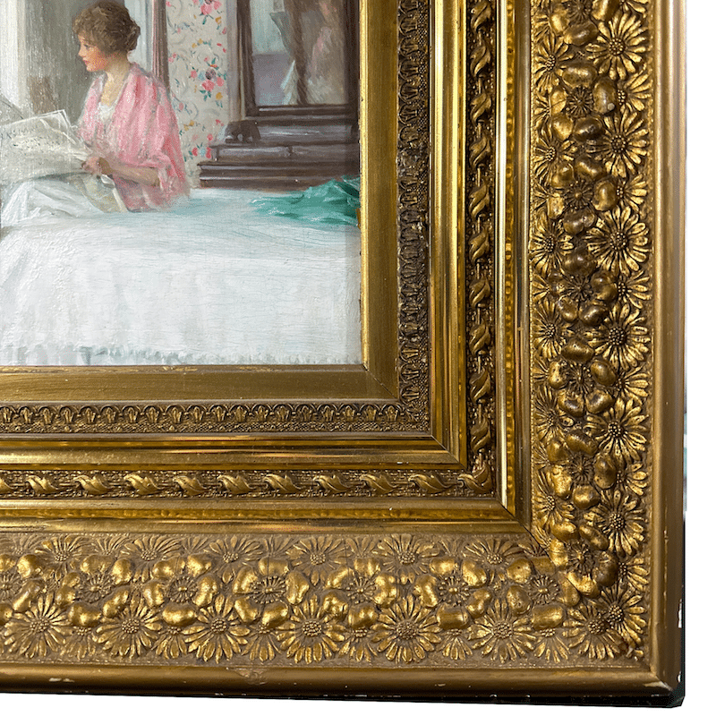 “The Morning News” William Wallace Gilchrist, oil painting on Panel , 14 x 10.60″ image 6