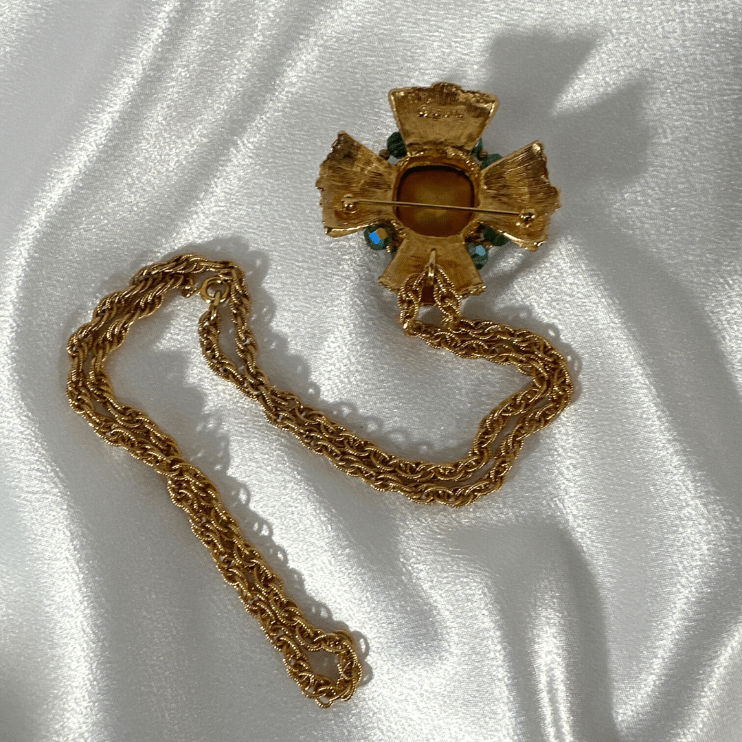 Antique Vintage Napier Pendant/Brooch Necklace - Sparkling Rhinestone Elegance image 3