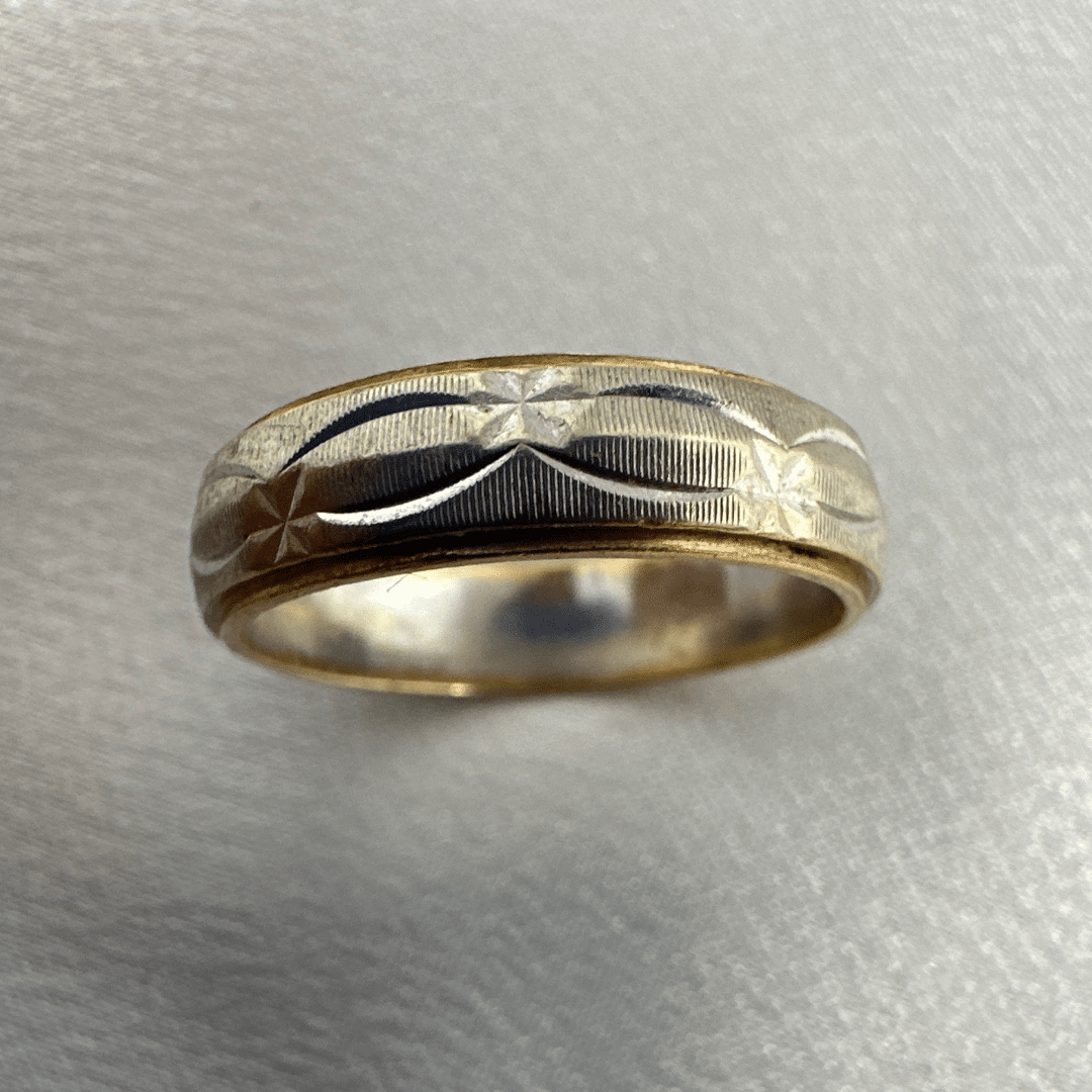 Size: 8 14K White Gold With Yellow GoLd Accent Antique Ring For Men image 4