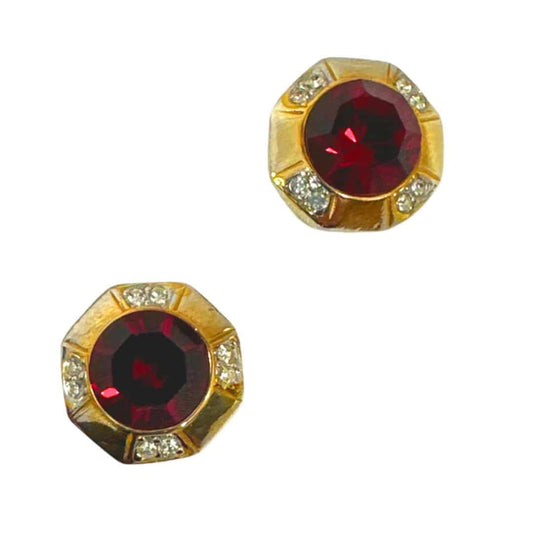 Vintage Austrian Red Cut Glass Earring - Elegant and Eye-Catching image 0