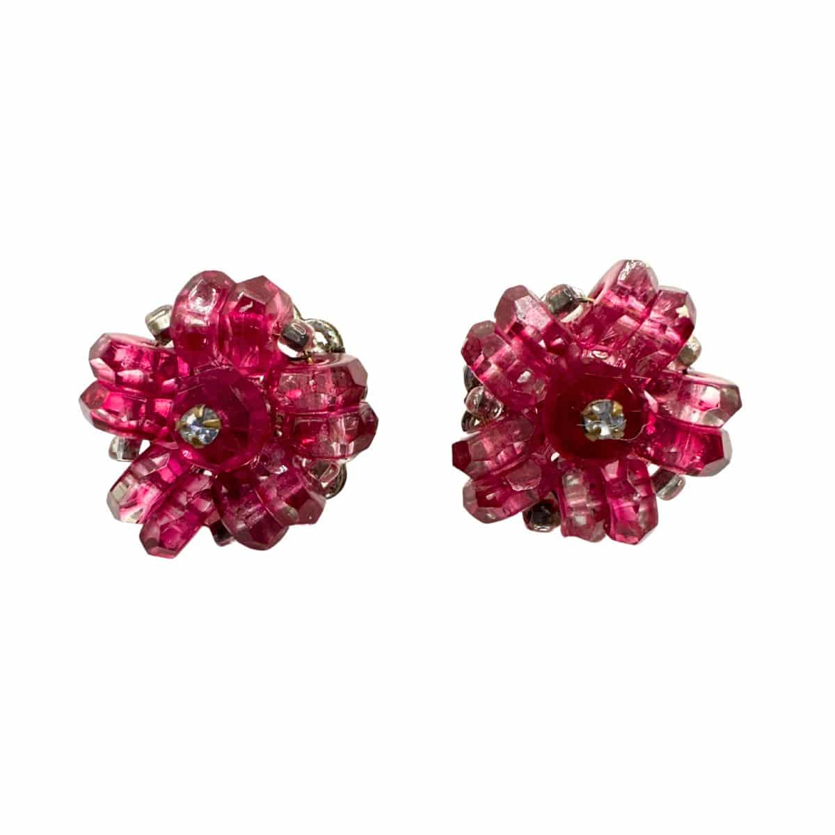 Vintage Patented Pink Glass Earrings with Intricate Design and Delicate Feminine Appeal image 0