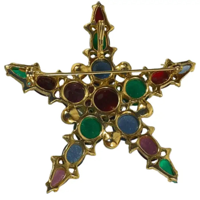Fashion Jewelry Beautiful Multi Color Cabochon Stone, Star Shaped Brooch