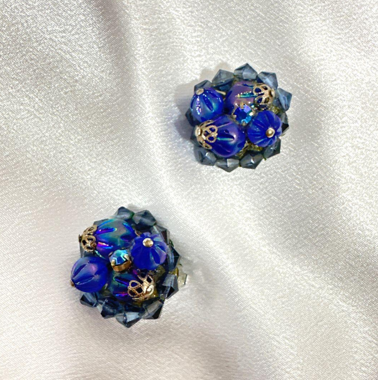 Blue Borealis Glass Necklace and Earring Set