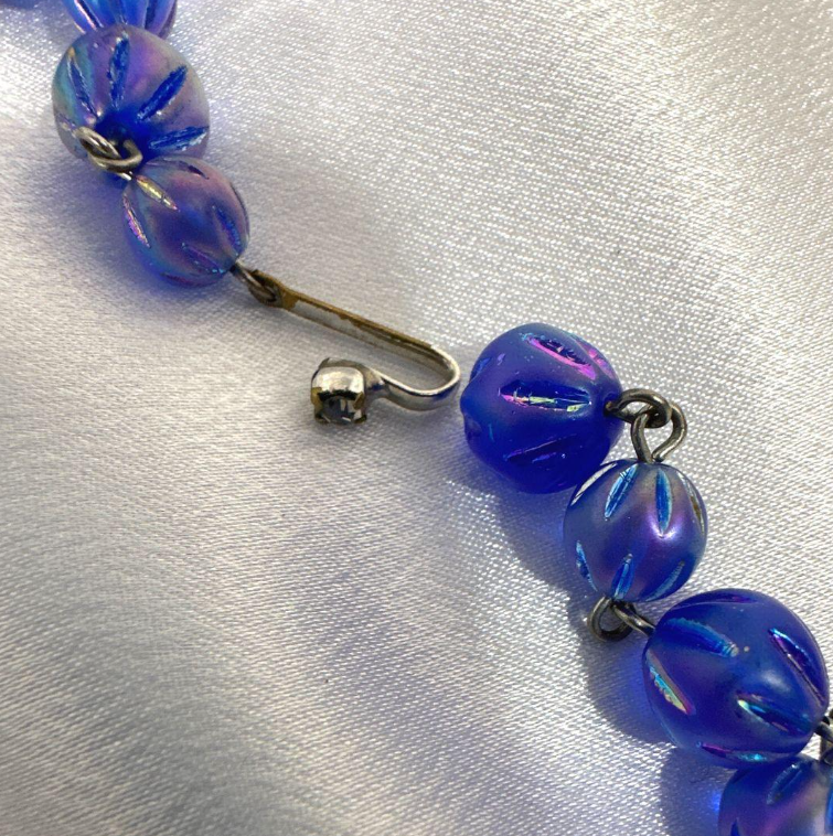 Blue Borealis Glass Necklace and Earring Set