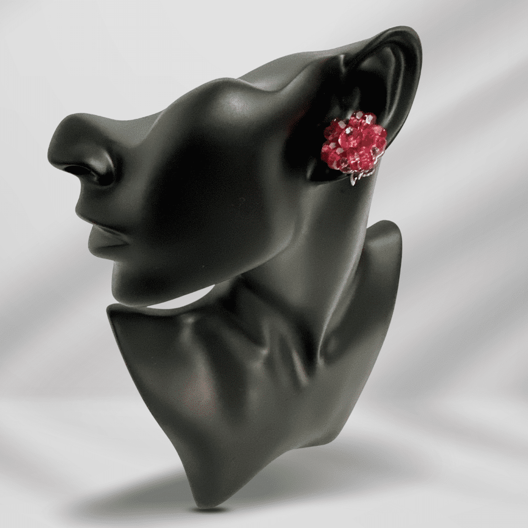Vintage Patented Pink Glass Earrings with Intricate Design and Delicate Feminine Appeal image 2