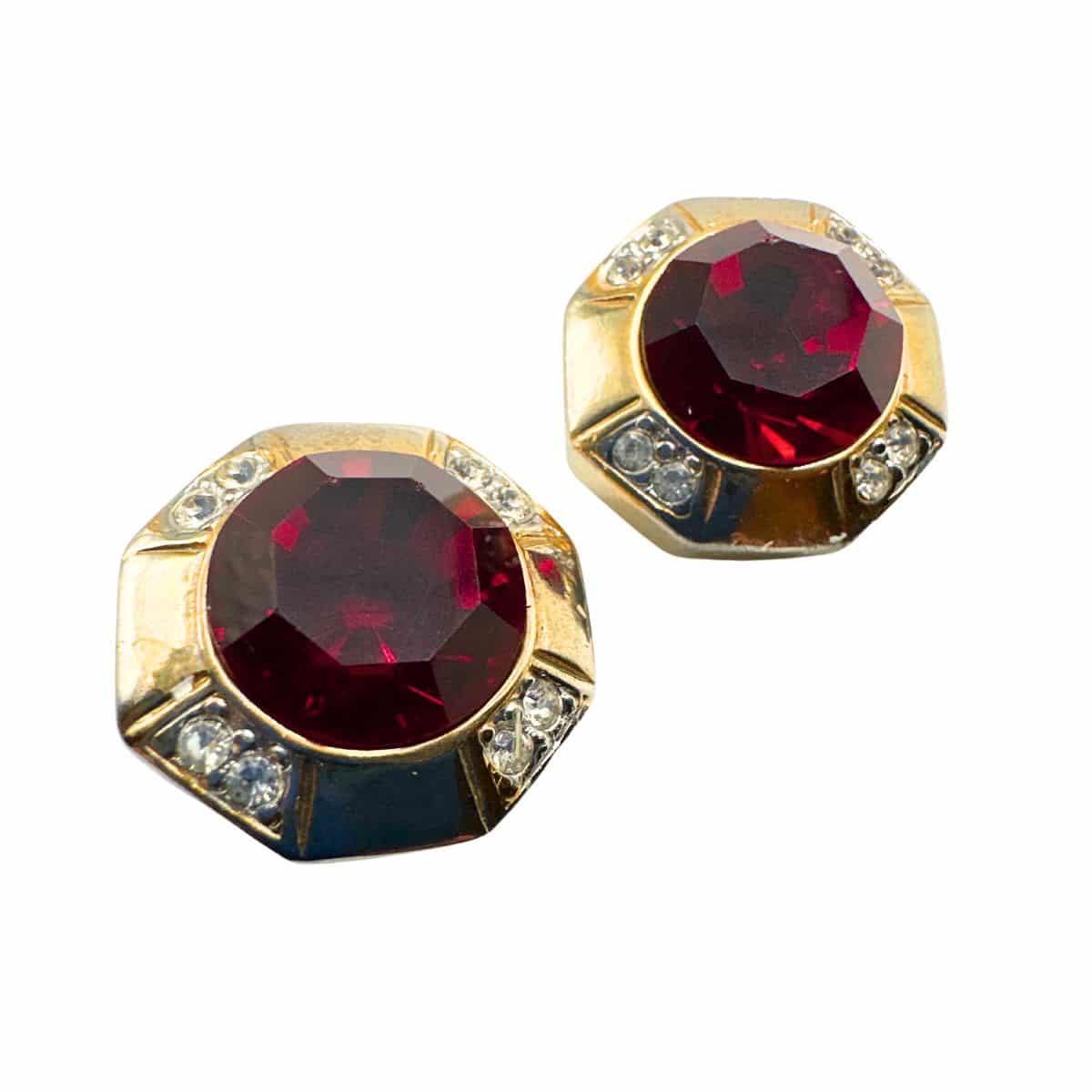 Vintage Austrian Red Cut Glass Earring - Elegant and Eye-Catching image 1