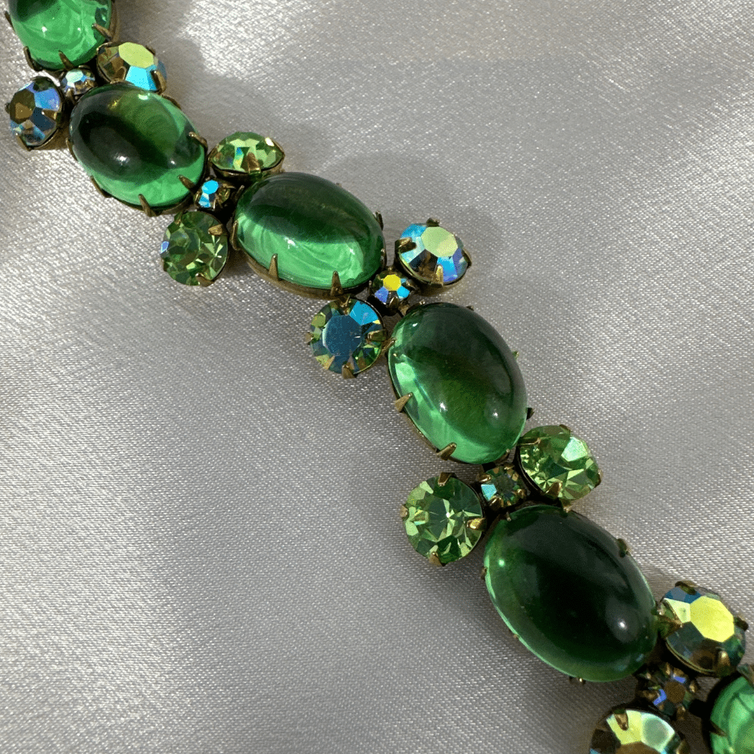 Antique Bracelet & Earrings Vintage Regency Bracelet & Earrings Green Crystal image 5