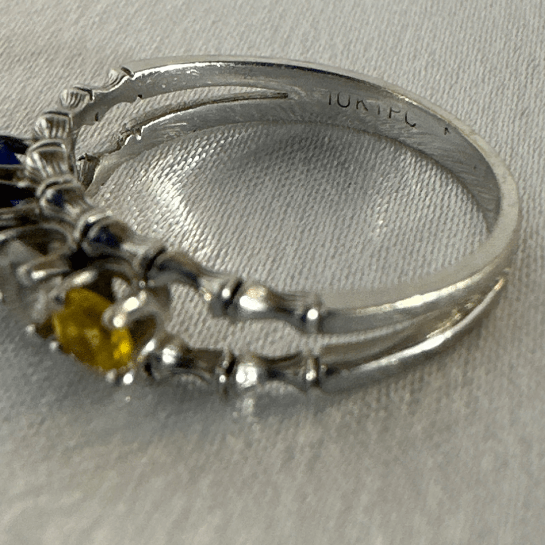 Antique Art Deco 10k White Gold & 4 Color Gemstone Ring for Women Size 5.75 image 10