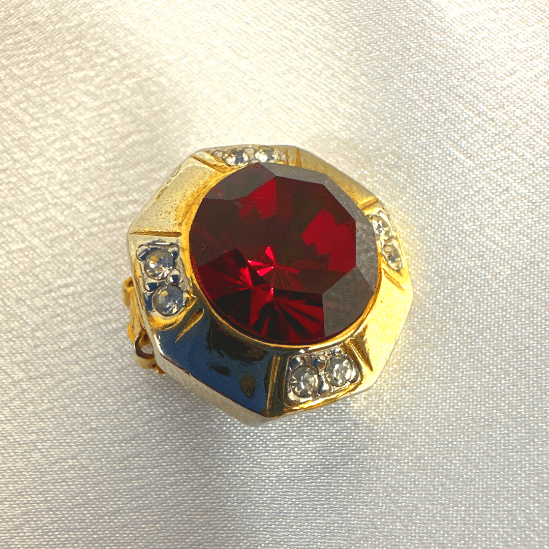 Vintage Austrian Red Cut Glass Earring - Elegant and Eye-Catching image 5
