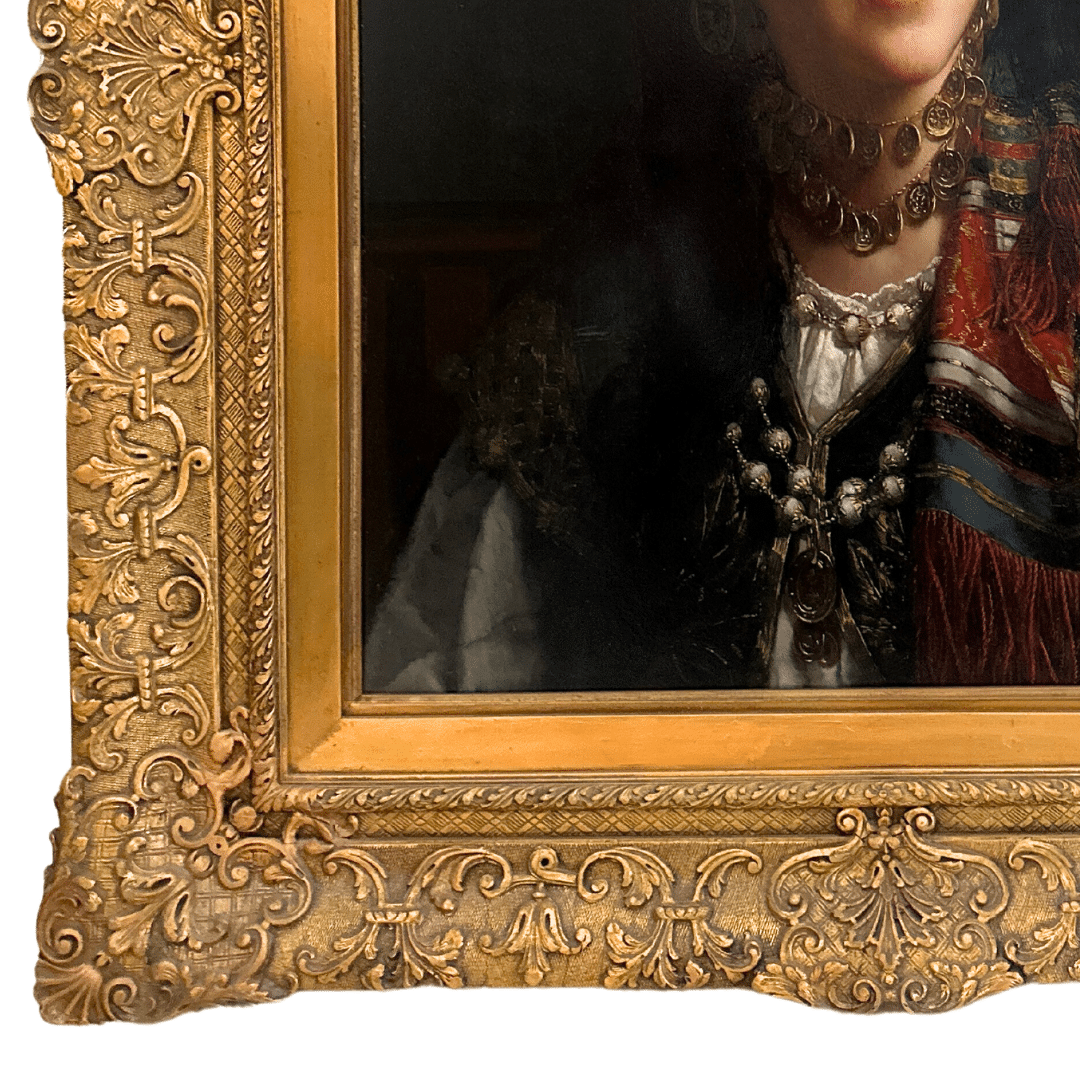 "Gypsy Girl" Jan Frederik Pieter Portielje, Oil Painting on Panel, Signed, 24.25" x 20" image 5