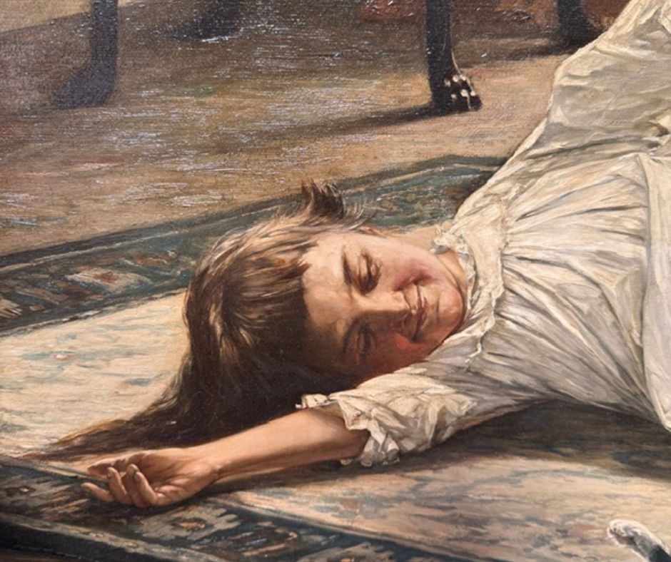 Playful Moment – Girl and Kitten by Robert Koehler (Signed)