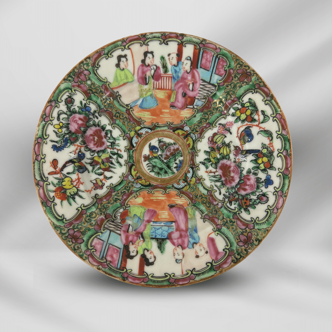 Antique Embossed Art Hand Painting Rose Medallion Chinese Porcelain Plate image 0