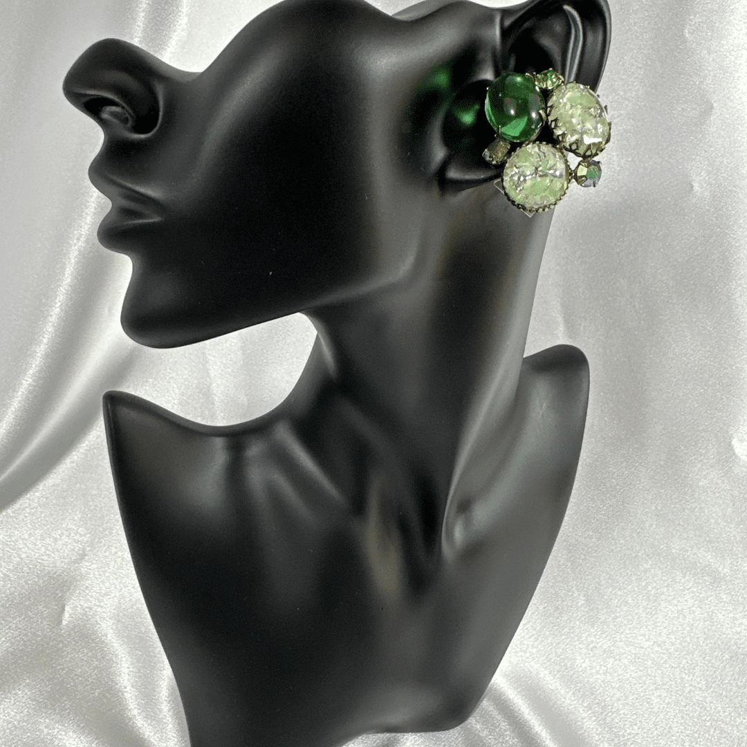Antique Bracelet & Earrings Vintage Regency Bracelet & Earrings Green Crystal image 1