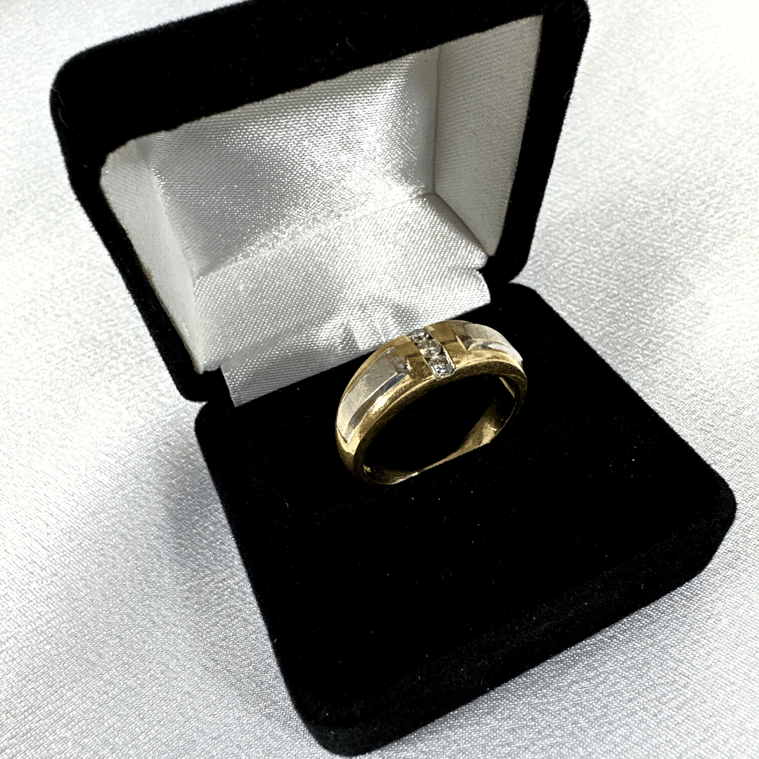 Size: 8 14K White Gold With Yellow GoLd Accent Antique Ring For Men image 1