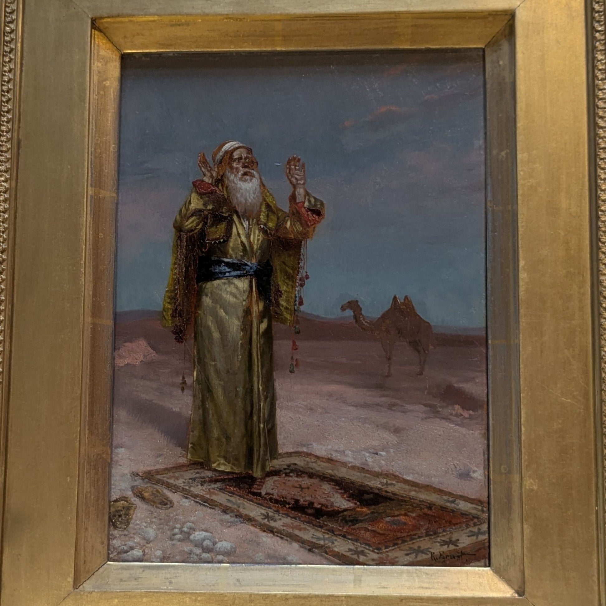 "Praying in the Desert" by Rudolph Ernst, 19th Century Oil on Panel, 12.75" x 9.25" image 2