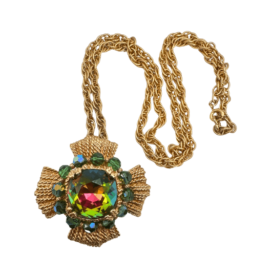 Antique Vintage Napier Pendant/Brooch Necklace - Sparkling Rhinestone Elegance image 0