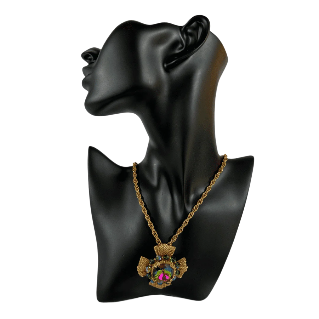 Antique Vintage Napier Pendant/Brooch Necklace - Sparkling Rhinestone Elegance image 5