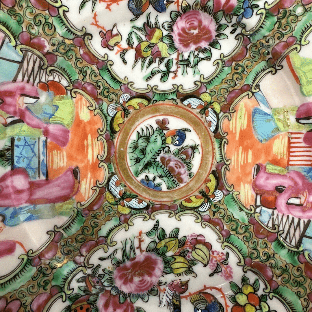 Antique Embossed Art Hand Painting Rose Medallion Chinese Porcelain Plate image 2