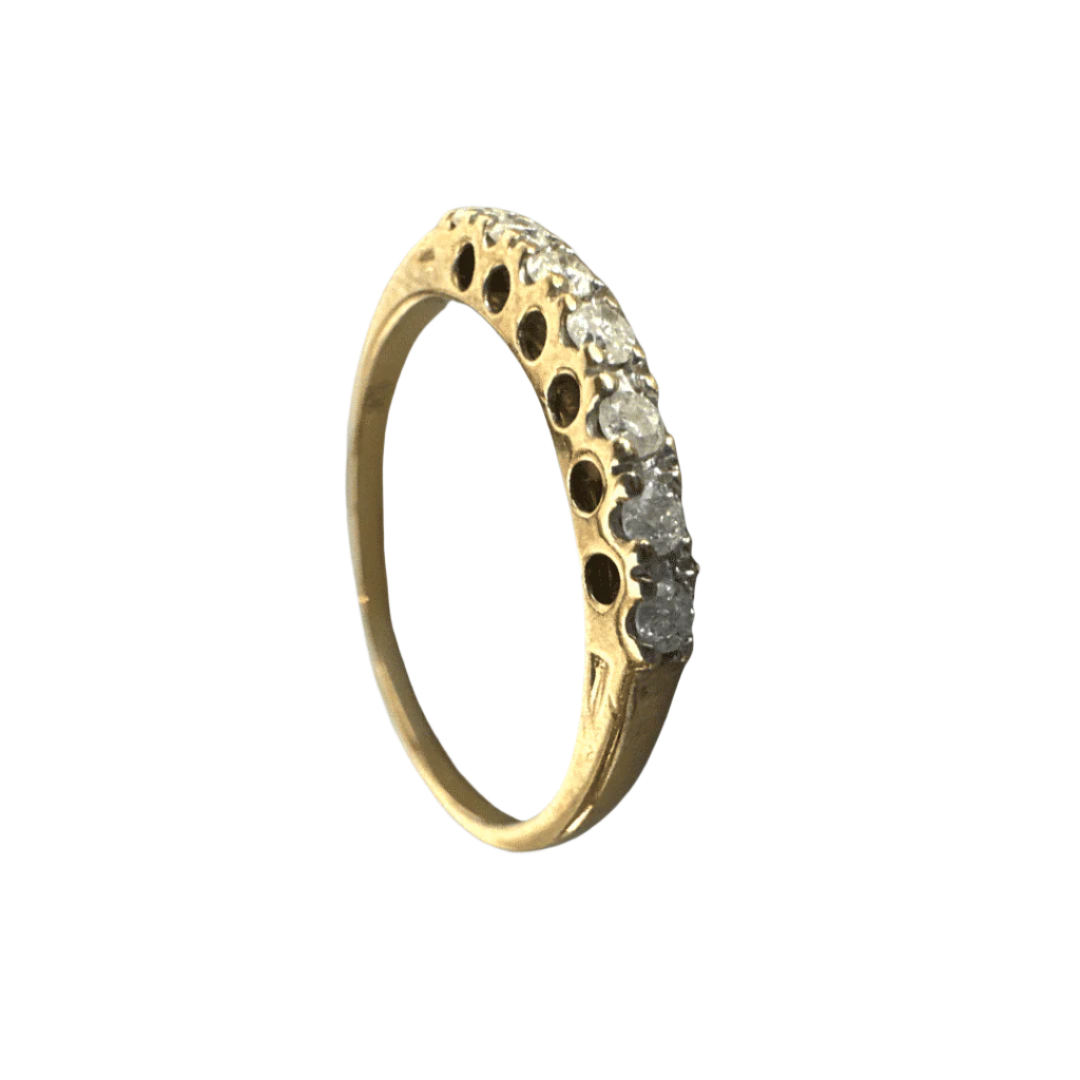 Elegant 10K Yellow Gold Antique Ring with Real Diamond - Size 9.25 image 2