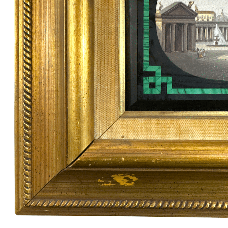 A Glimpse of the Eternal City: Italian Antique Micro Mosaic - Frame Detail Lower Left