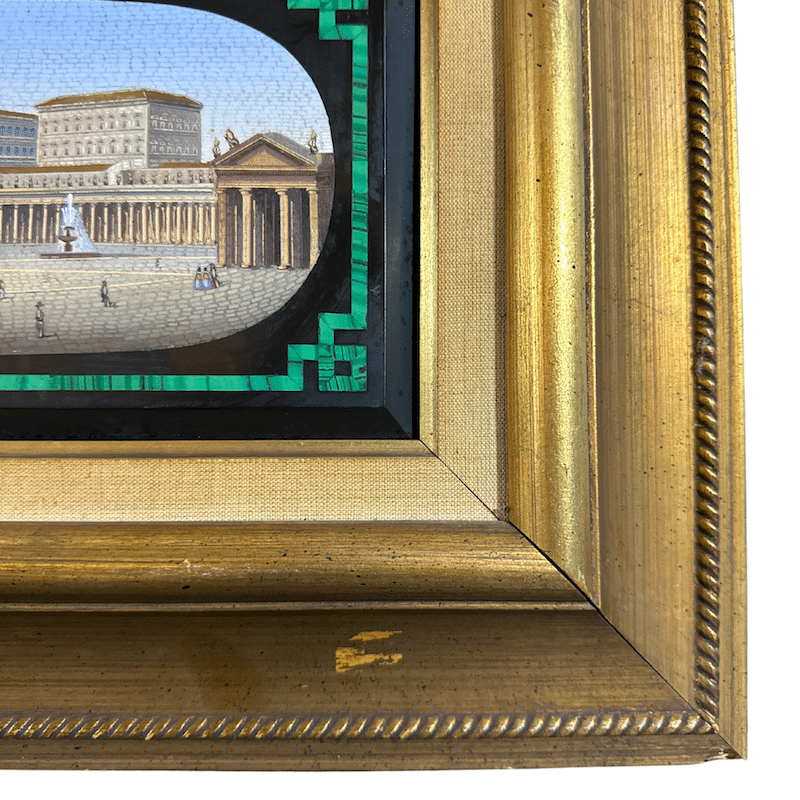 A Glimpse of the Eternal City: Italian Antique Micro Mosaic - Frame Detail Lower Right
