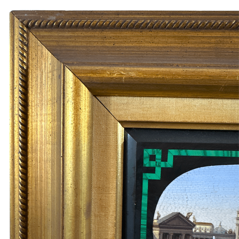 A Glimpse of the Eternal City: Italian Antique Micro Mosaic - Frame Detail Upper Left