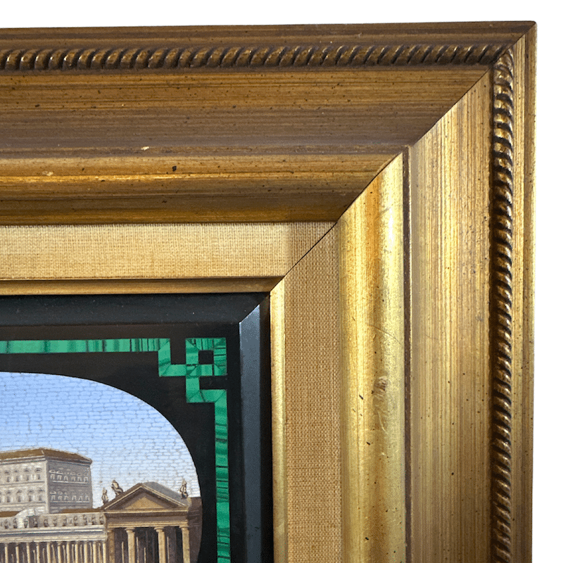 A Glimpse of the Eternal City: Italian Antique Micro Mosaic - Frame Detail Upper Right