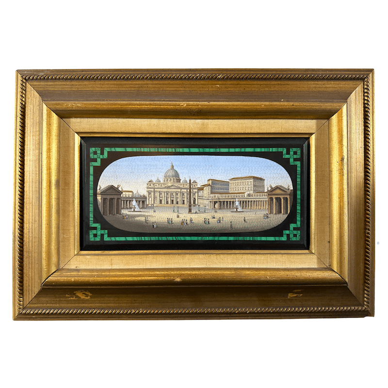 A Glimpse of the Eternal City: Italian Antique Micro Mosaic Plaque