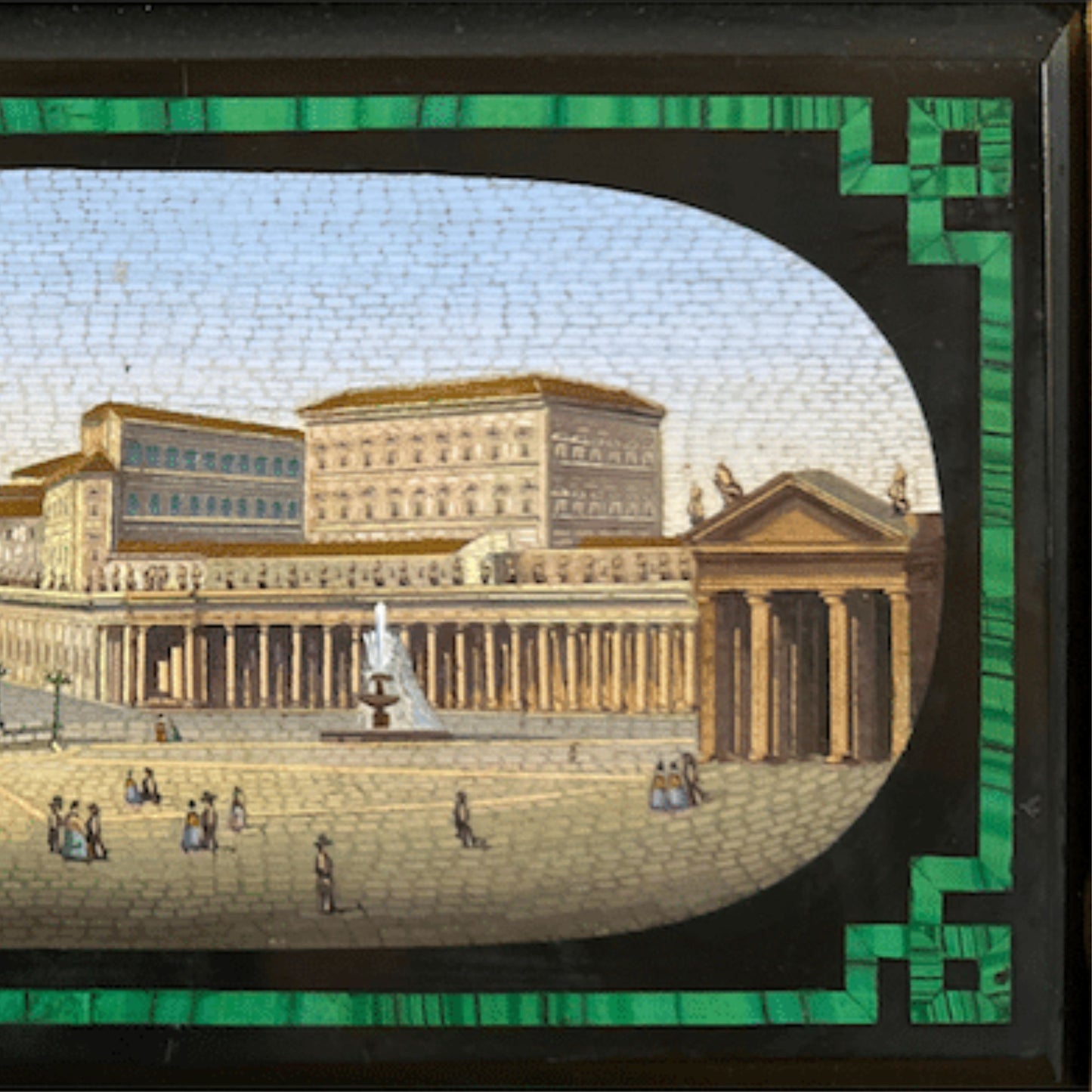 A Glimpse of the Eternal City: Italian Antique Micro Mosaic Plaque - Subject Detail - Right Side
