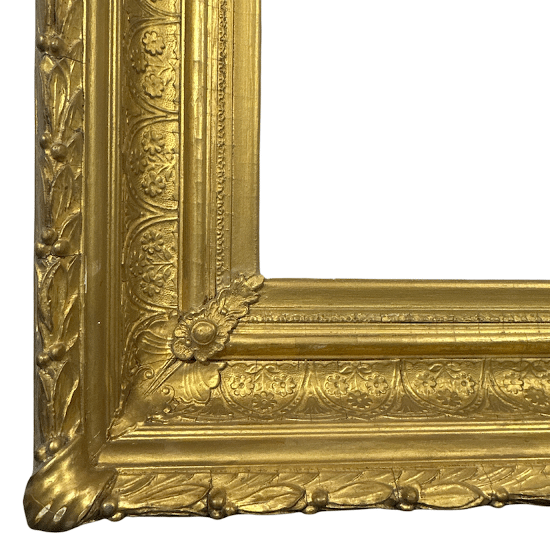 American 1870's Hudson River Antique Gilt Frame Antique Painting Frame - Lower Left Corner Detail Image