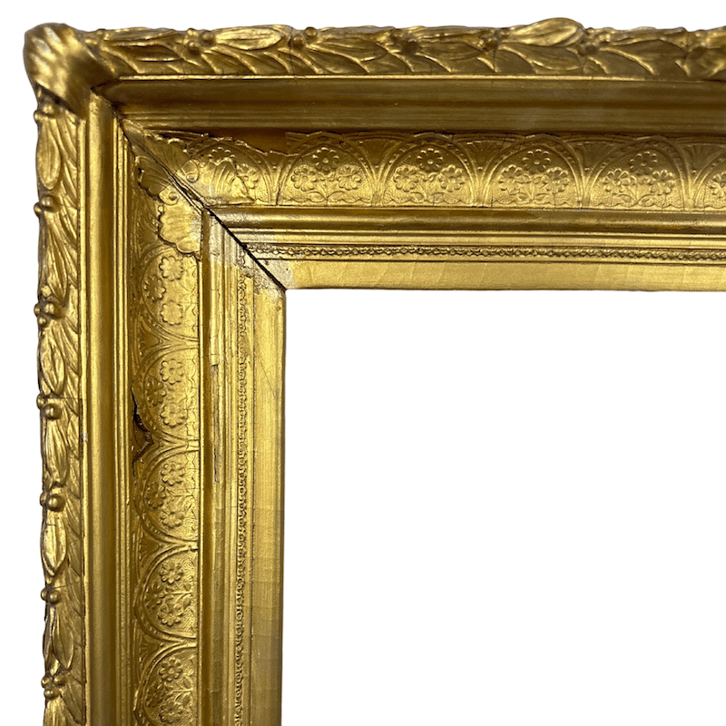 American 1870's Hudson River Antique Gilt Frame Antique Painting Frame - Upper Left Corner Detail Image