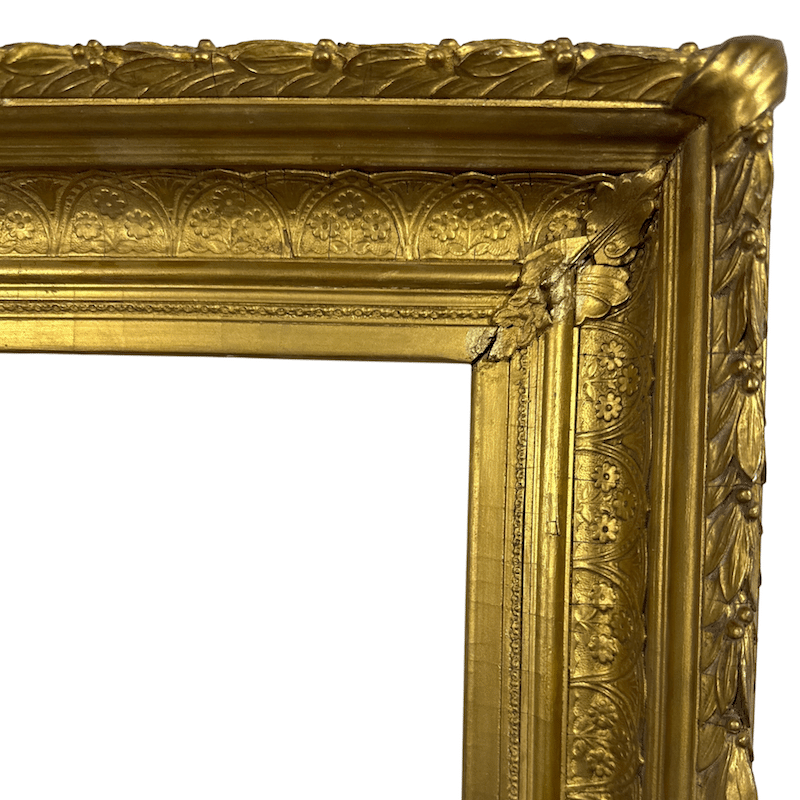 American 1870's Hudson River Antique Gilt Frame Antique Painting Frame - Upper Right Corner Detail Image