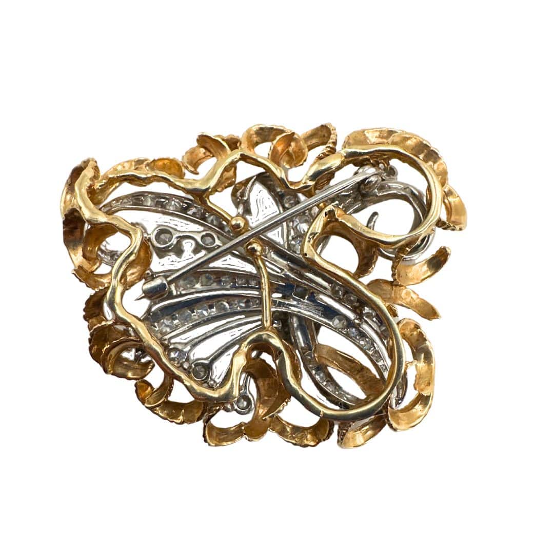 Antique Gold and Diamond Brooch - Rear Detail