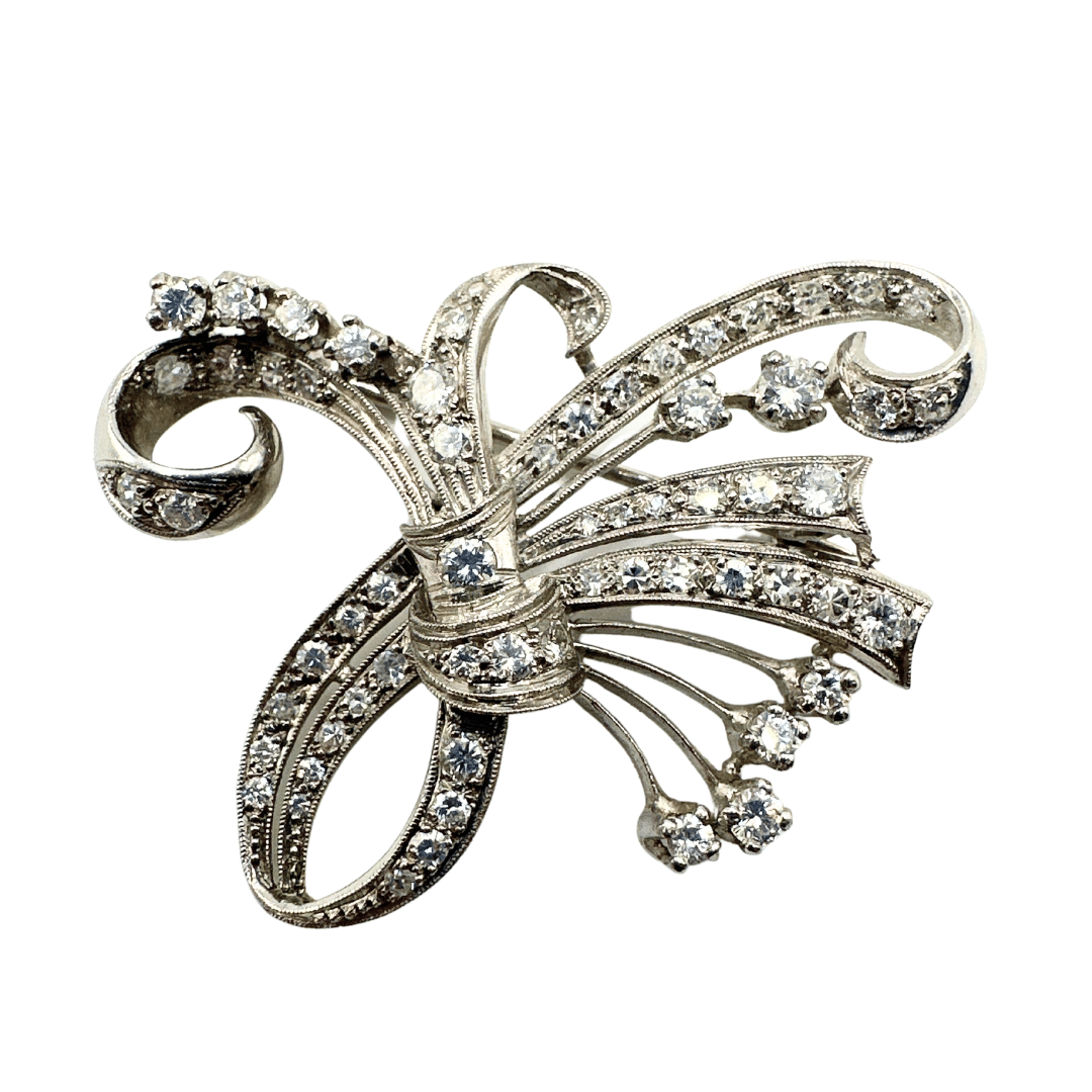 Antique Gold and Diamond Brooch - White Gold Piece