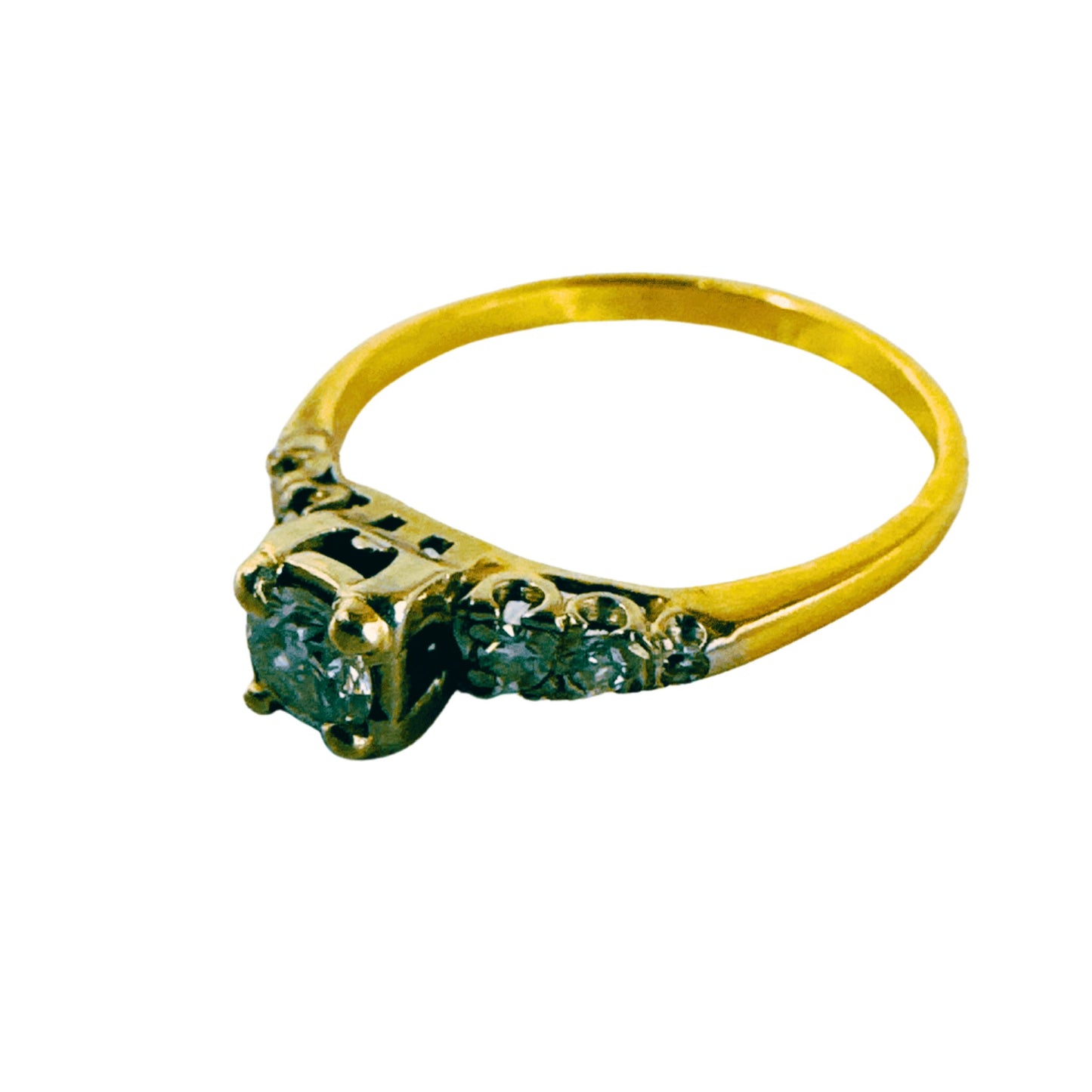 Antique Diamond Ring in 14k Yellow Gold with White Gold Accents – Size 6.25