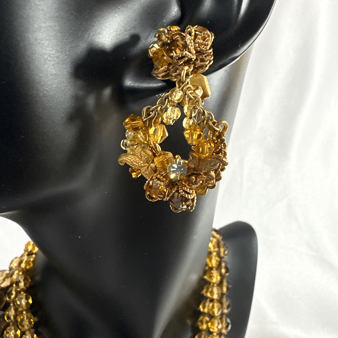 Demario Champagne Lucite Earrings - detail on Mannequin
