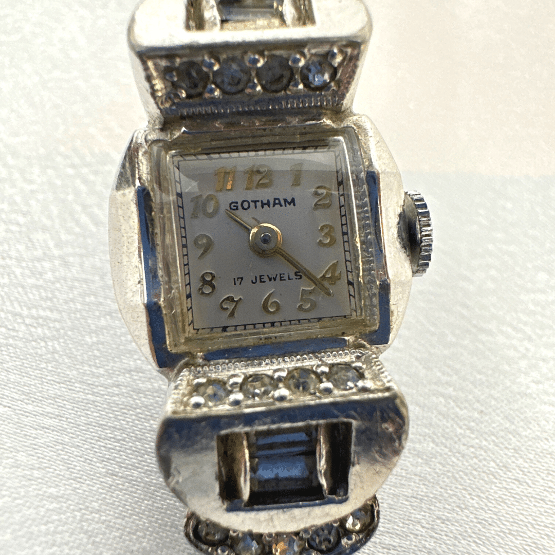 Gotham Stretch Band Watch with 17 Rhinestones - On Satin