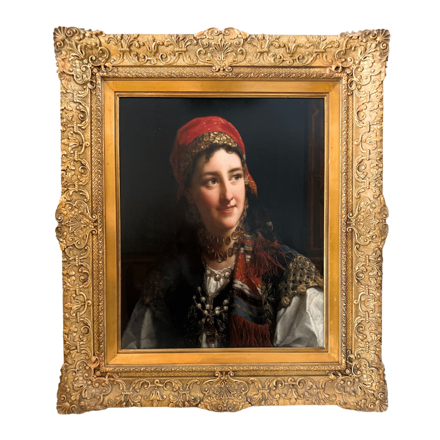 "Gypsy Girl" by Jan Frederik Pieter Portielje in antique frame