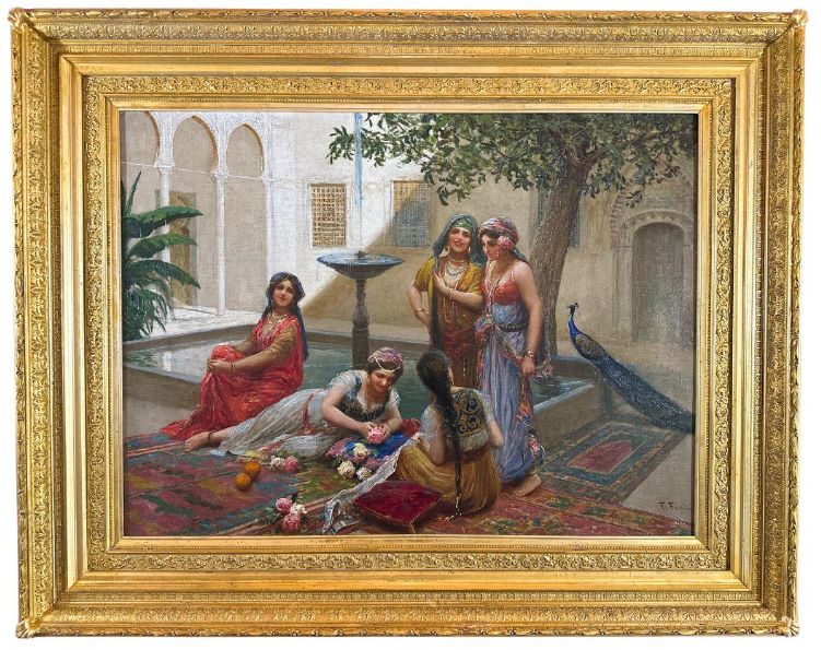 "Harem Girls in the Palace Courtyard" by Fabio Fabbi - Frame Included