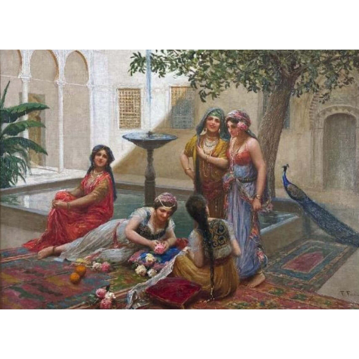 "Harem Girls in the Palace Courtyard" by Fabio Fabbi - Composition Detail