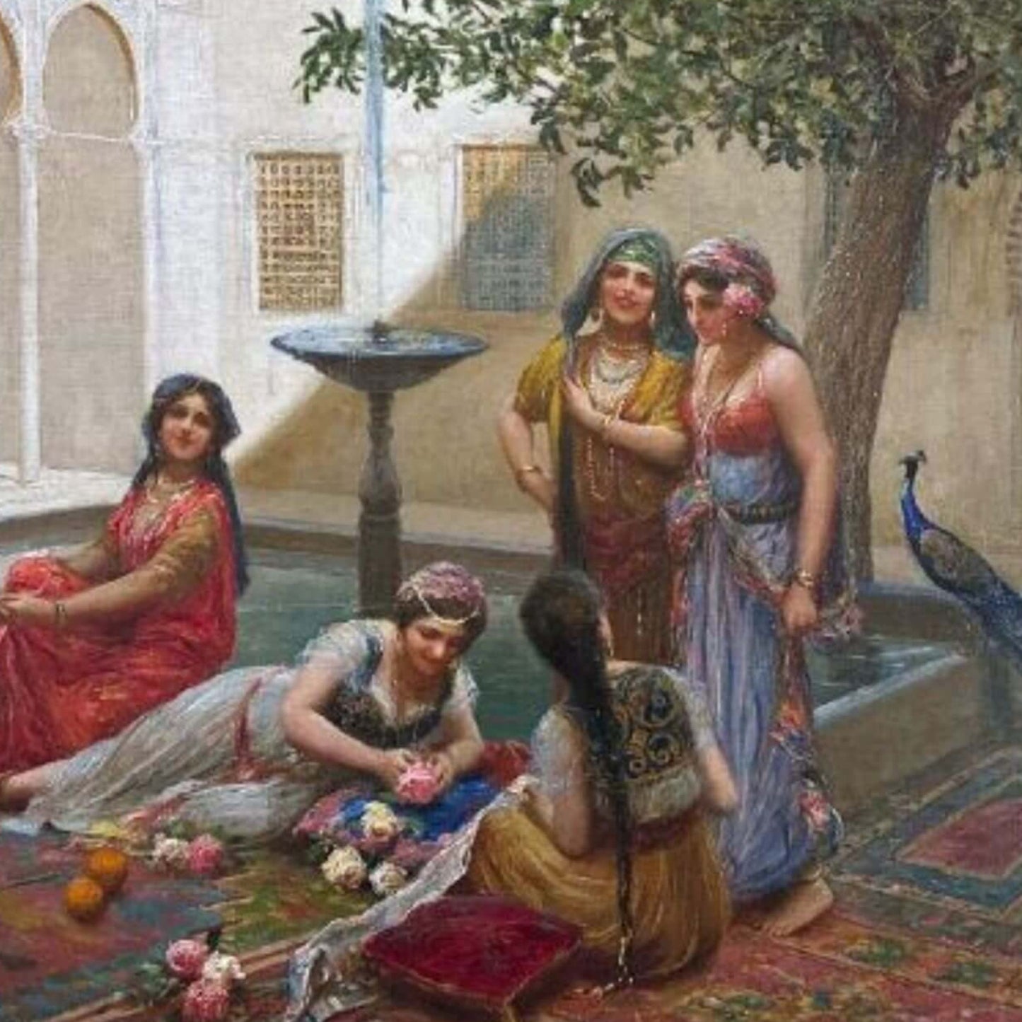 "Harem Girls in the Palace Courtyard" by Fabio Fabbi - Subject Detail