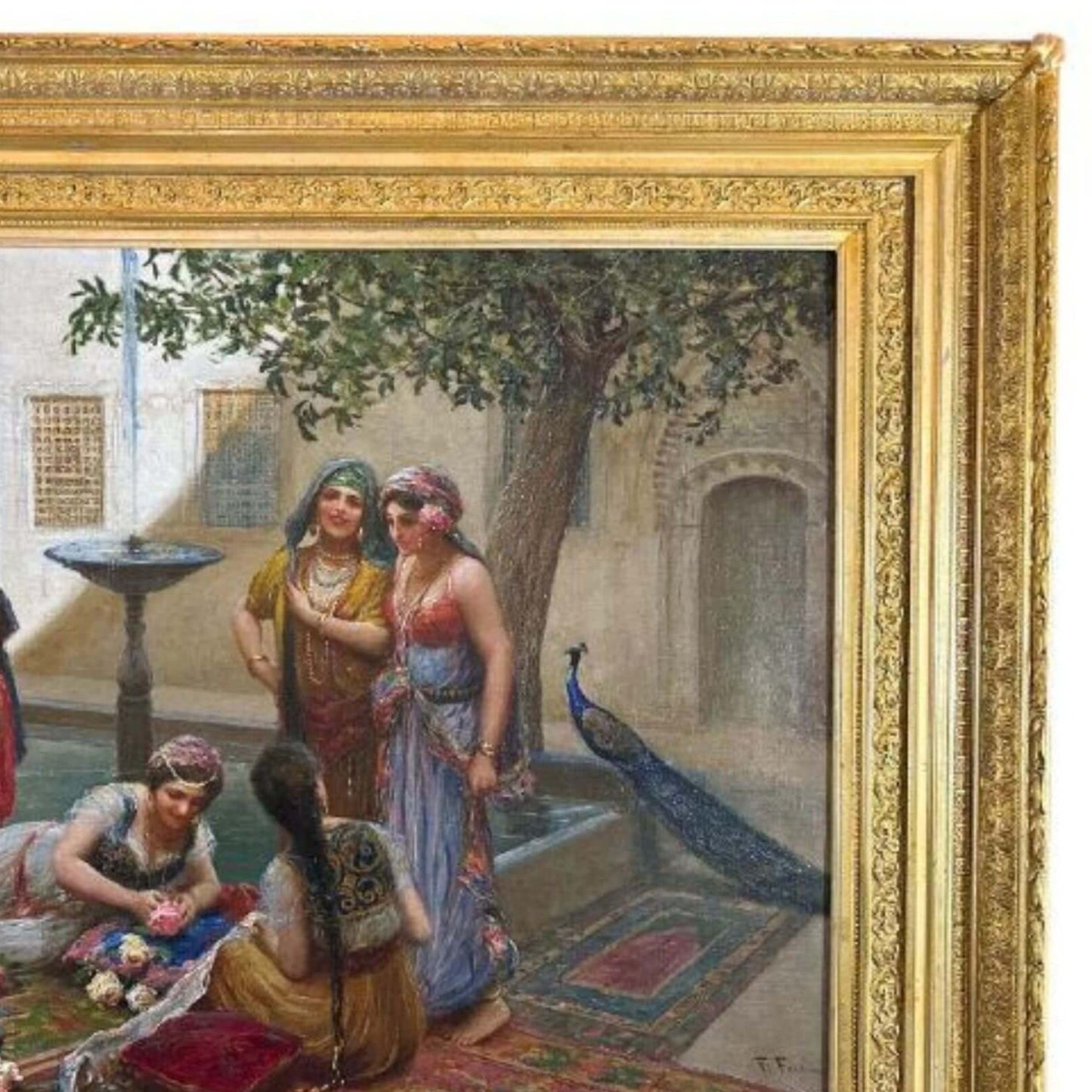 "Harem Girls in the Palace Courtyard" by Fabio Fabbi - Frame Detail, Top Right