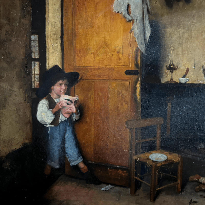 "La Maschera" By  Gaetano Chierici - detail of subject - Son