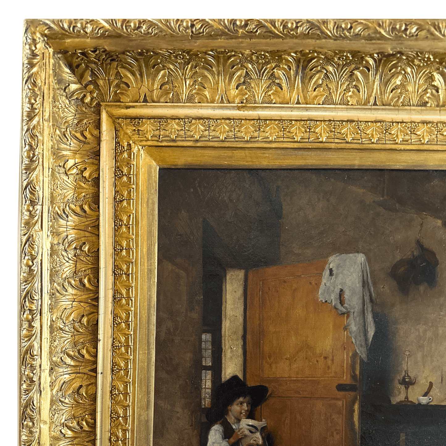 "La Maschera" By Gaetano Chierici - frame detail - upper left