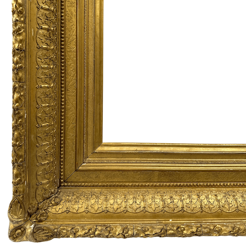 Large American 1880s Gilt Wood Antique Frame - Lower Left Corner Detail